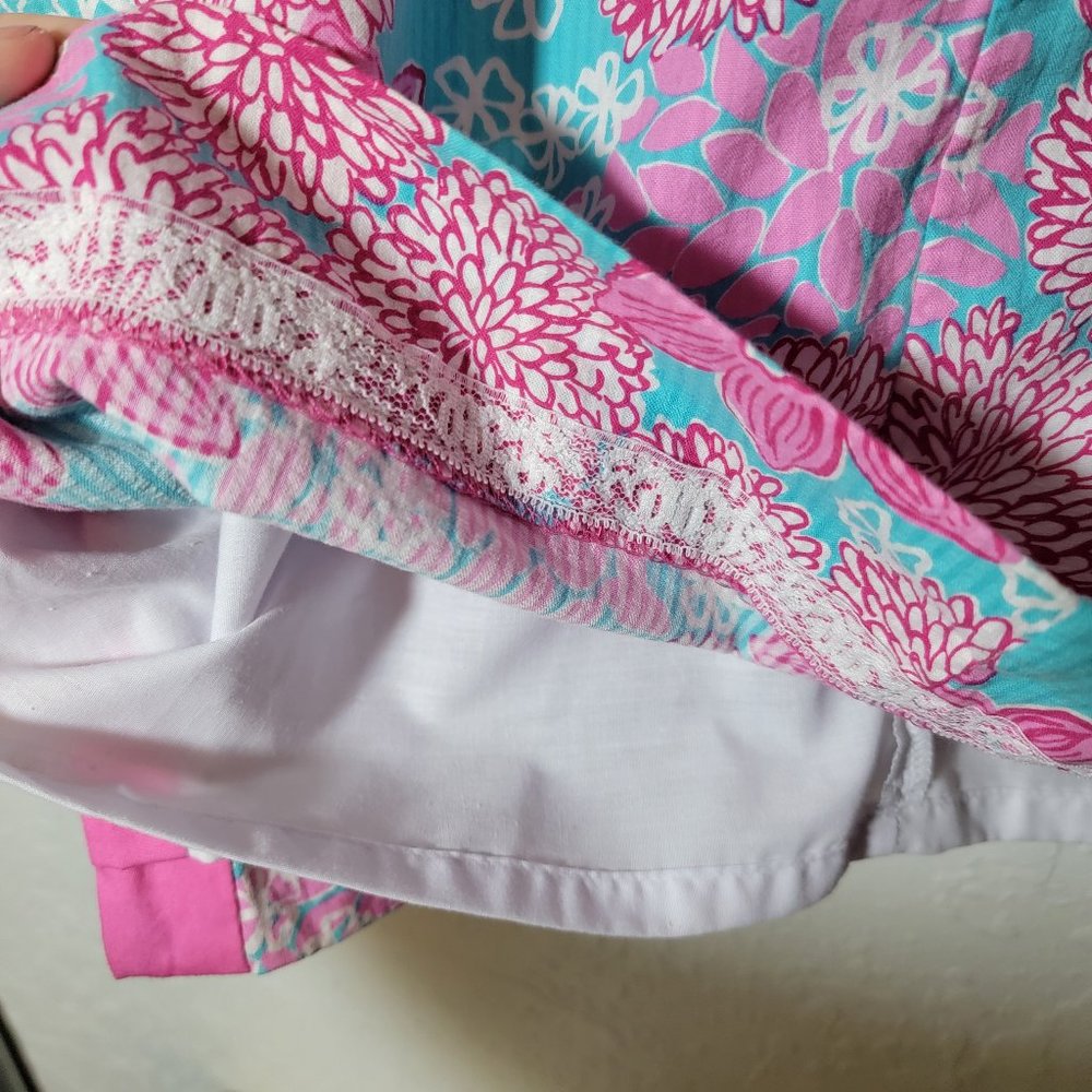 Vintage Lilly Pulitzer Size 8 Pink and Blue Floral Print Shift Dress Cotton - Picture 5 of 9